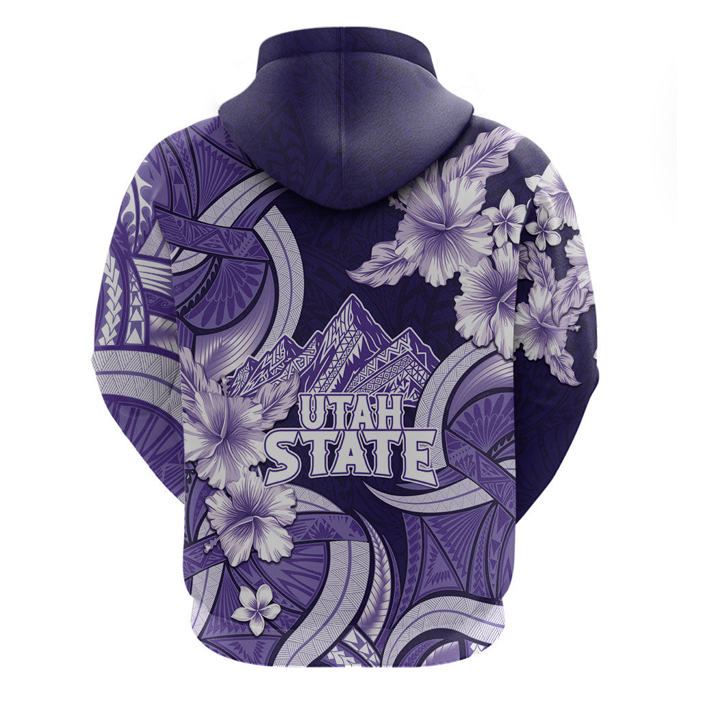 Utah State Polynesian Heritage Zip Hoodie Floral Tribal Pattern Tropical Flowers LT05 - Polynesian Pride