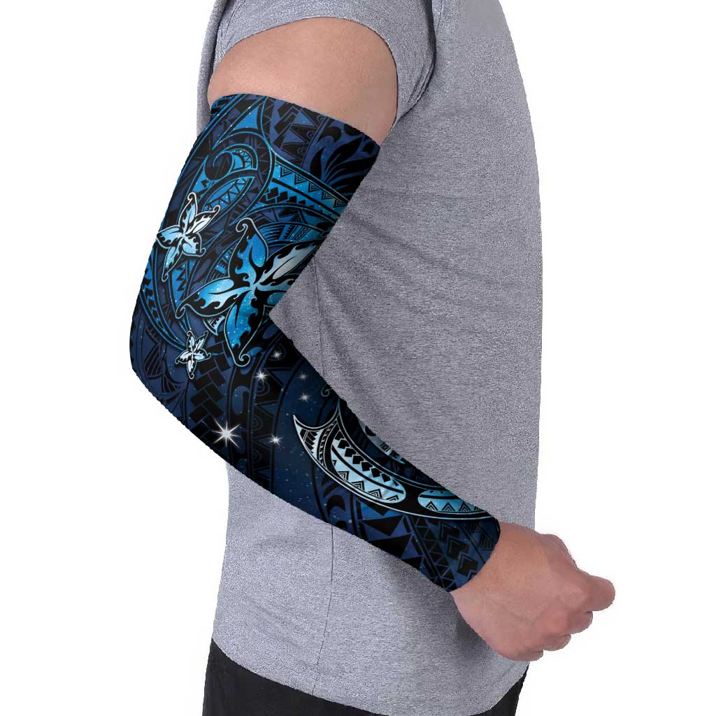 Hawaii Makahiki Season Arm Sleeves Floral Tribal Tattoo Blue Galaxy - Polynesian Pride