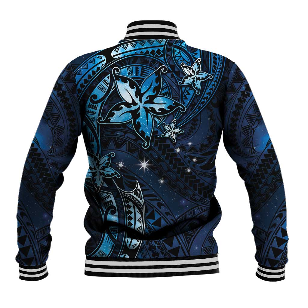Hawaii Makahiki Season Baseball Jacket Floral Tribal Tattoo Blue Galaxy LT05 - Polynesian Pride