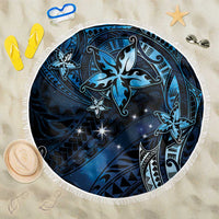 Hawaii Makahiki Season Beach Blanket Floral Tribal Tattoo Blue Galaxy LT05 One Size 150cm Blue - Polynesian Pride