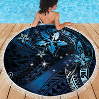 Hawaii Makahiki Season Beach Blanket Floral Tribal Tattoo Blue Galaxy LT05 - Polynesian Pride