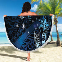 Hawaii Makahiki Season Beach Blanket Floral Tribal Tattoo Blue Galaxy LT05 - Polynesian Pride