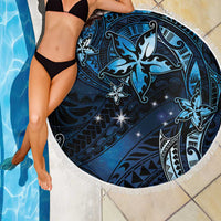 Hawaii Makahiki Season Beach Blanket Floral Tribal Tattoo Blue Galaxy LT05 - Polynesian Pride
