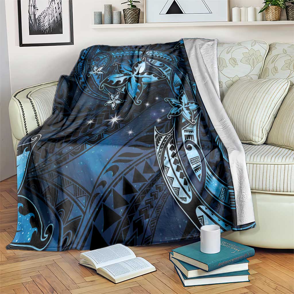 Hawaii Makahiki Season Blanket Floral Tribal Tattoo Blue Galaxy LT05 Blue - Polynesian Pride