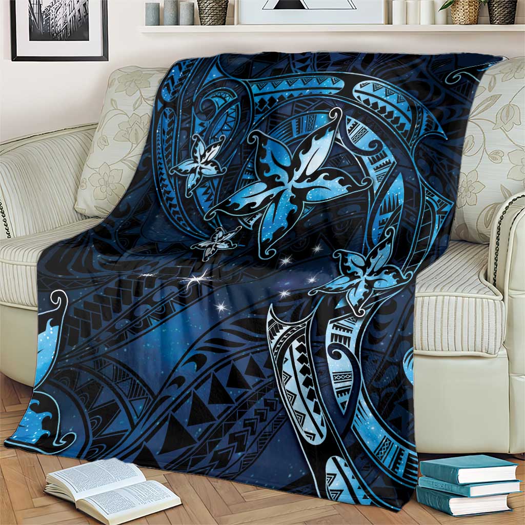 Hawaii Makahiki Season Blanket Floral Tribal Tattoo Blue Galaxy LT05 - Polynesian Pride