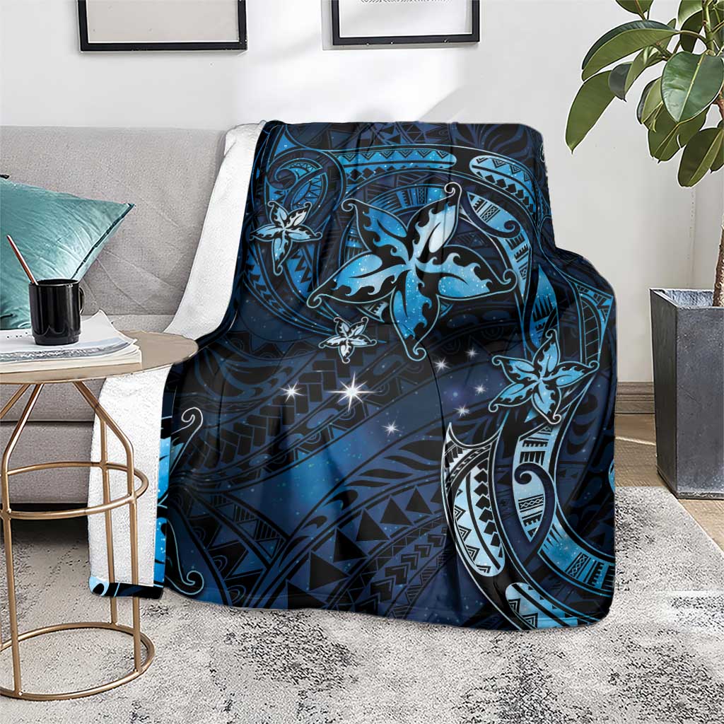 Hawaii Makahiki Season Blanket Floral Tribal Tattoo Blue Galaxy LT05 - Polynesian Pride