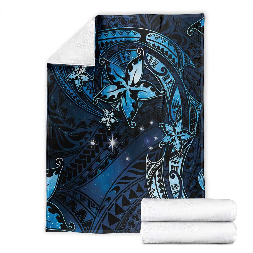 Hawaii Makahiki Season Blanket Floral Tribal Tattoo Blue Galaxy LT05 - Polynesian Pride