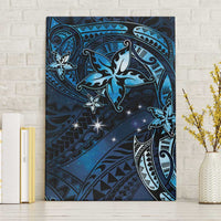 Hawaii Makahiki Season Canvas Wall Art Floral Tribal Tattoo Blue Galaxy LT05 Without Frame Blue - Polynesian Pride