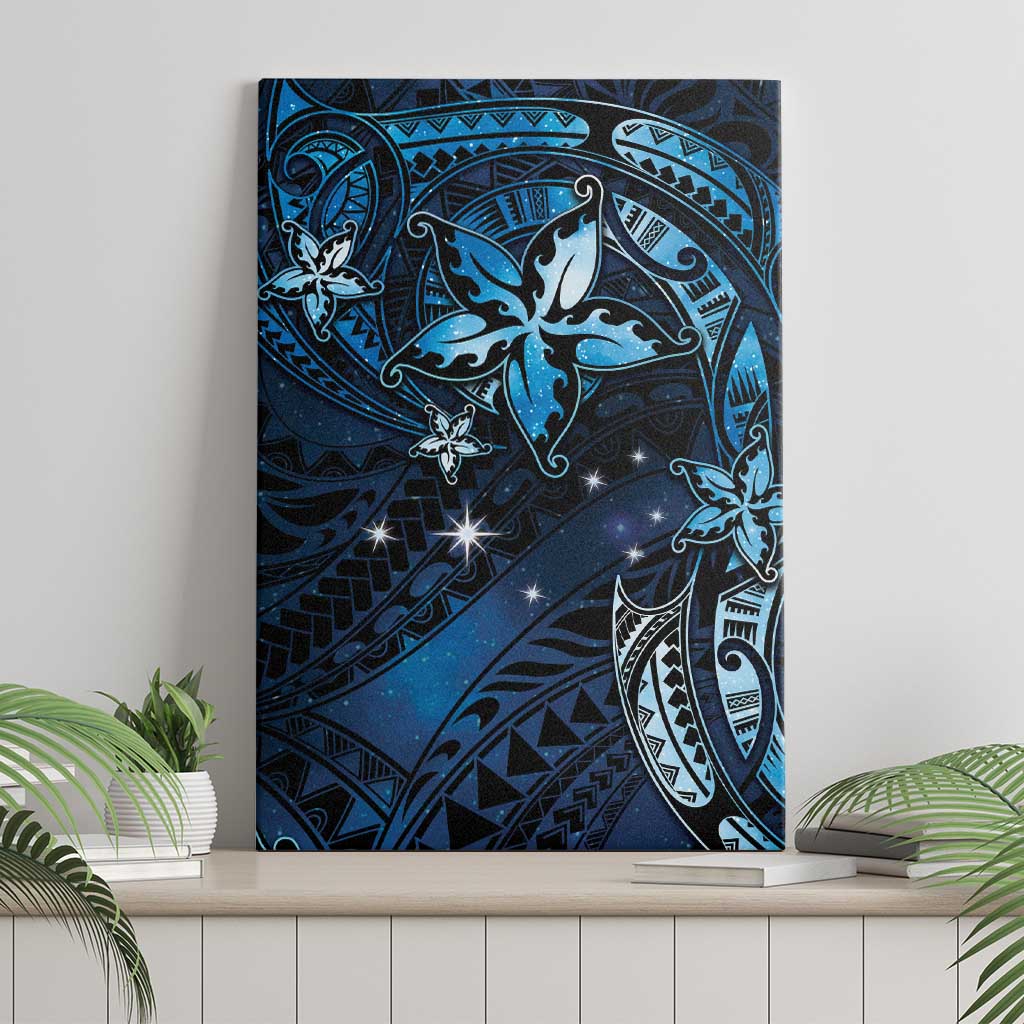 Hawaii Makahiki Season Canvas Wall Art Floral Tribal Tattoo Blue Galaxy LT05 - Polynesian Pride