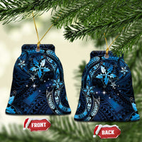 Hawaii Makahiki Season Ceramic Ornament Floral Tribal Tattoo Blue Galaxy LT05 Bell Flake Blue - Polynesian Pride