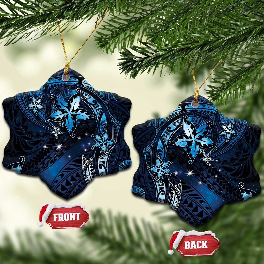 Hawaii Makahiki Season Ceramic Ornament Floral Tribal Tattoo Blue Galaxy LT05 Snow Flake Blue - Polynesian Pride