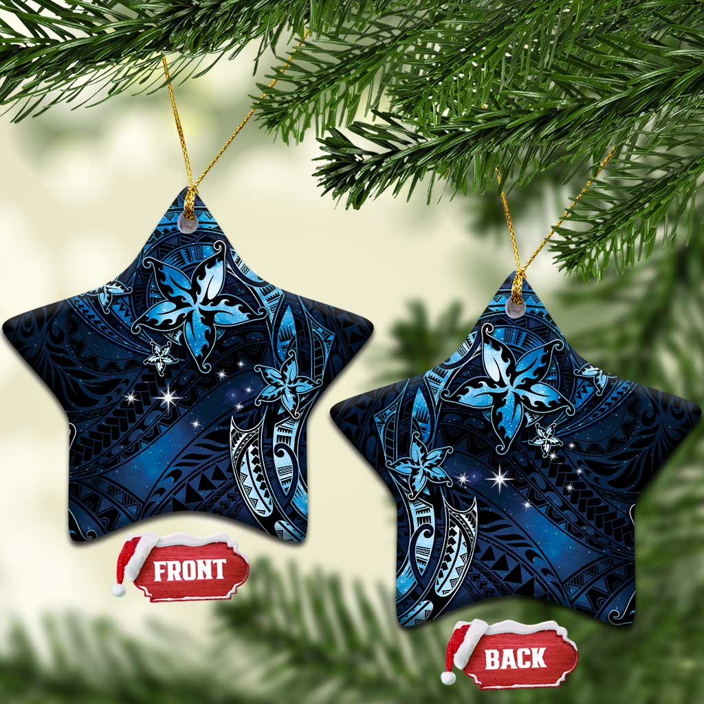 Hawaii Makahiki Season Ceramic Ornament Floral Tribal Tattoo Blue Galaxy LT05 Star Blue - Polynesian Pride