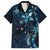 Hawaii Makahiki Season Family Matching Long Sleeve Bodycon Dress and Hawaiian Shirt Floral Tribal Tattoo Blue Galaxy