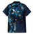 Hawaii Makahiki Season Family Matching Long Sleeve Bodycon Dress and Hawaiian Shirt Floral Tribal Tattoo Blue Galaxy