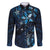 Hawaii Makahiki Season Family Matching Long Sleeve Bodycon Dress and Hawaiian Shirt Floral Tribal Tattoo Blue Galaxy