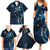 Hawaii Makahiki Season Family Matching Summer Maxi Dress and Hawaiian Shirt Floral Tribal Tattoo Blue Galaxy