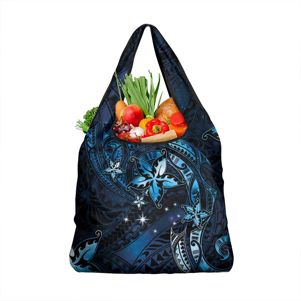 Hawaii Makahiki Season Grocery Bag Floral Tribal Tattoo Blue Galaxy LT05 1-pack One Size Blue - Polynesian Pride
