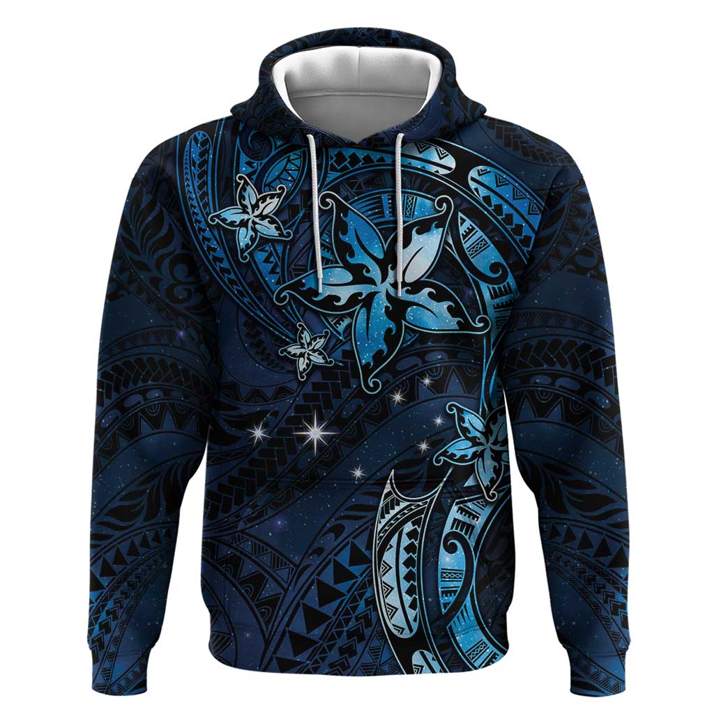 Hawaii Makahiki Season Hoodie Floral Tribal Tattoo Blue Galaxy