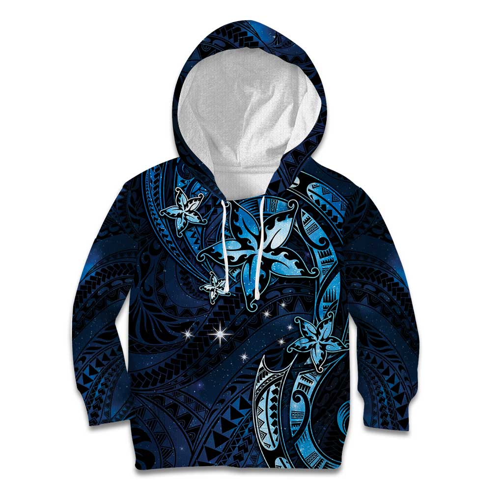 Hawaii Makahiki Season Kid Hoodie Floral Tribal Tattoo Blue Galaxy