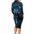 Hawaii Makahiki Season Long Sleeve Bodycon Dress Floral Tribal Tattoo Blue Galaxy