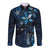 Hawaii Makahiki Season Long Sleeve Button Shirt Floral Tribal Tattoo Blue Galaxy