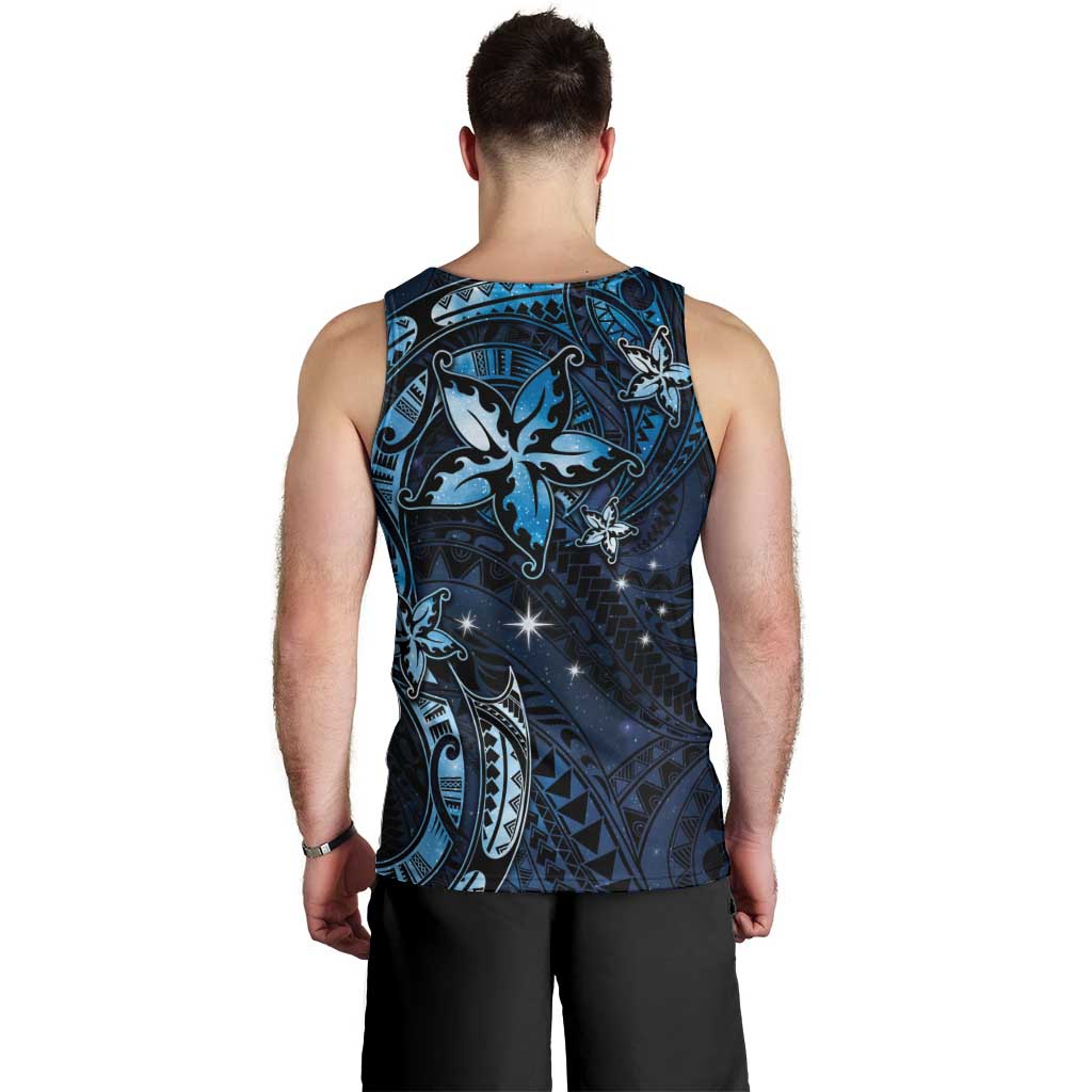 Hawaii Makahiki Season Men Tank Top Floral Tribal Tattoo Blue Galaxy LT05 - Polynesian Pride
