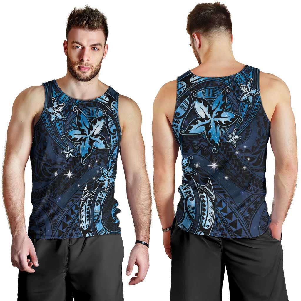 Hawaii Makahiki Season Men Tank Top Floral Tribal Tattoo Blue Galaxy LT05 - Polynesian Pride