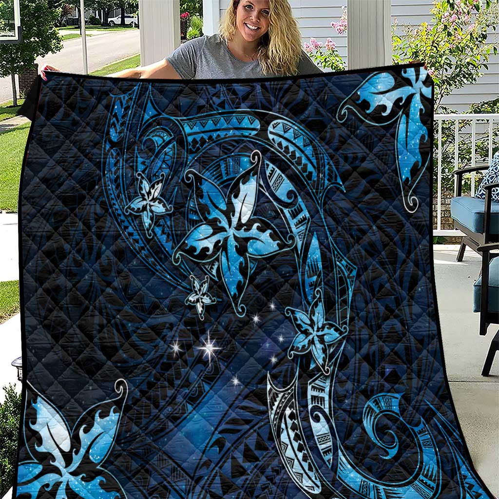 Hawaii Makahiki Season Quilt Floral Tribal Tattoo Blue Galaxy