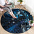 Hawaii Makahiki Season Round Carpet Floral Tribal Tattoo Blue Galaxy