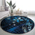 Hawaii Makahiki Season Round Carpet Floral Tribal Tattoo Blue Galaxy