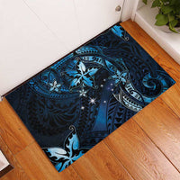 Hawaii Makahiki Season Rubber Doormat Floral Tribal Tattoo Blue Galaxy LT05 - Polynesian Pride