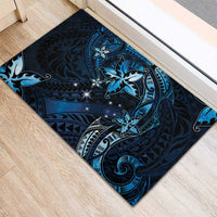 Hawaii Makahiki Season Rubber Doormat Floral Tribal Tattoo Blue Galaxy LT05 - Polynesian Pride