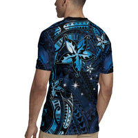 Hawaii Makahiki Season Rugby Jersey Floral Tribal Tattoo Blue Galaxy LT05 - Polynesian Pride