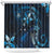 Hawaii Makahiki Season Shower Curtain Floral Tribal Tattoo Blue Galaxy