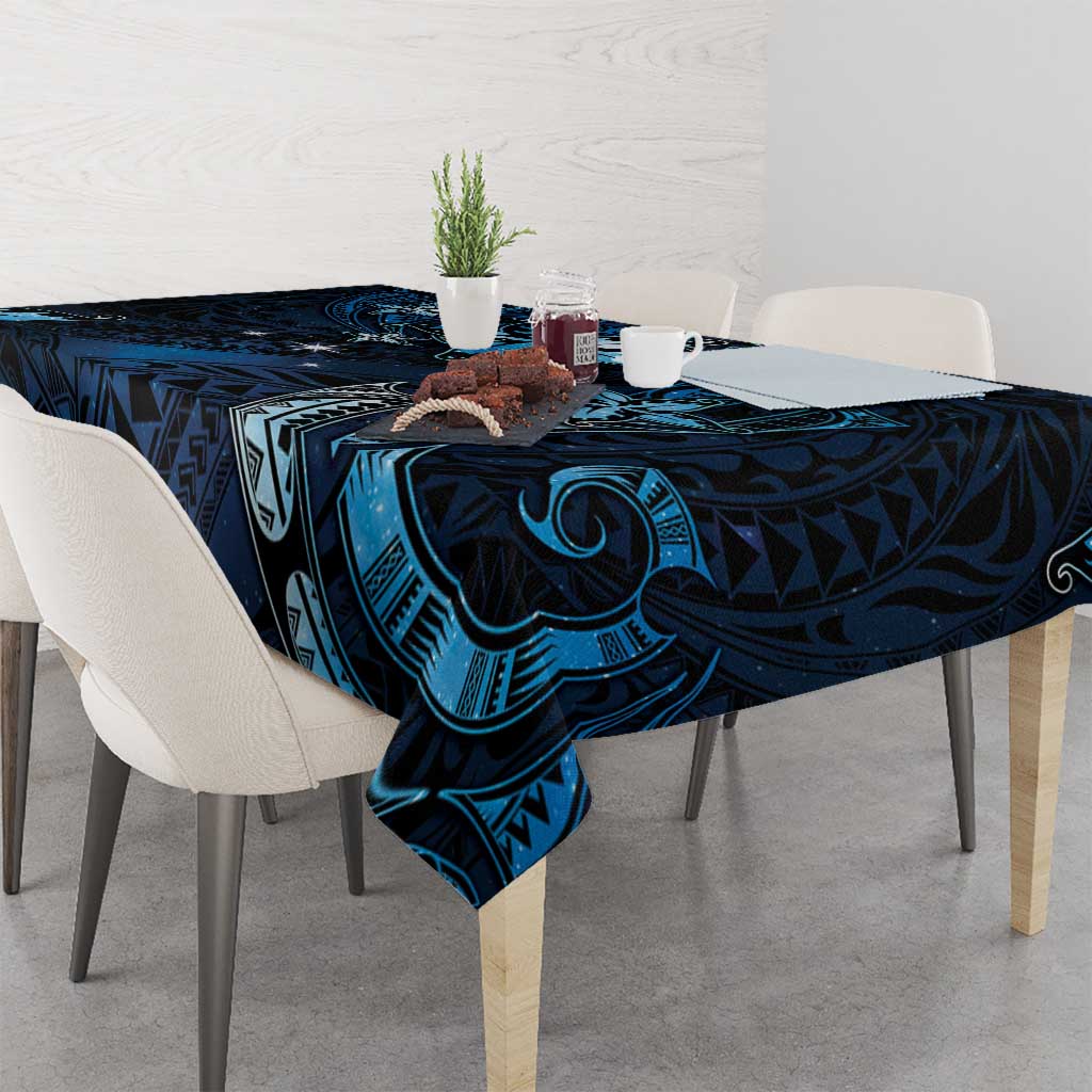Hawaii Makahiki Season Tablecloth Floral Tribal Tattoo Blue Galaxy LT05 - Polynesian Pride