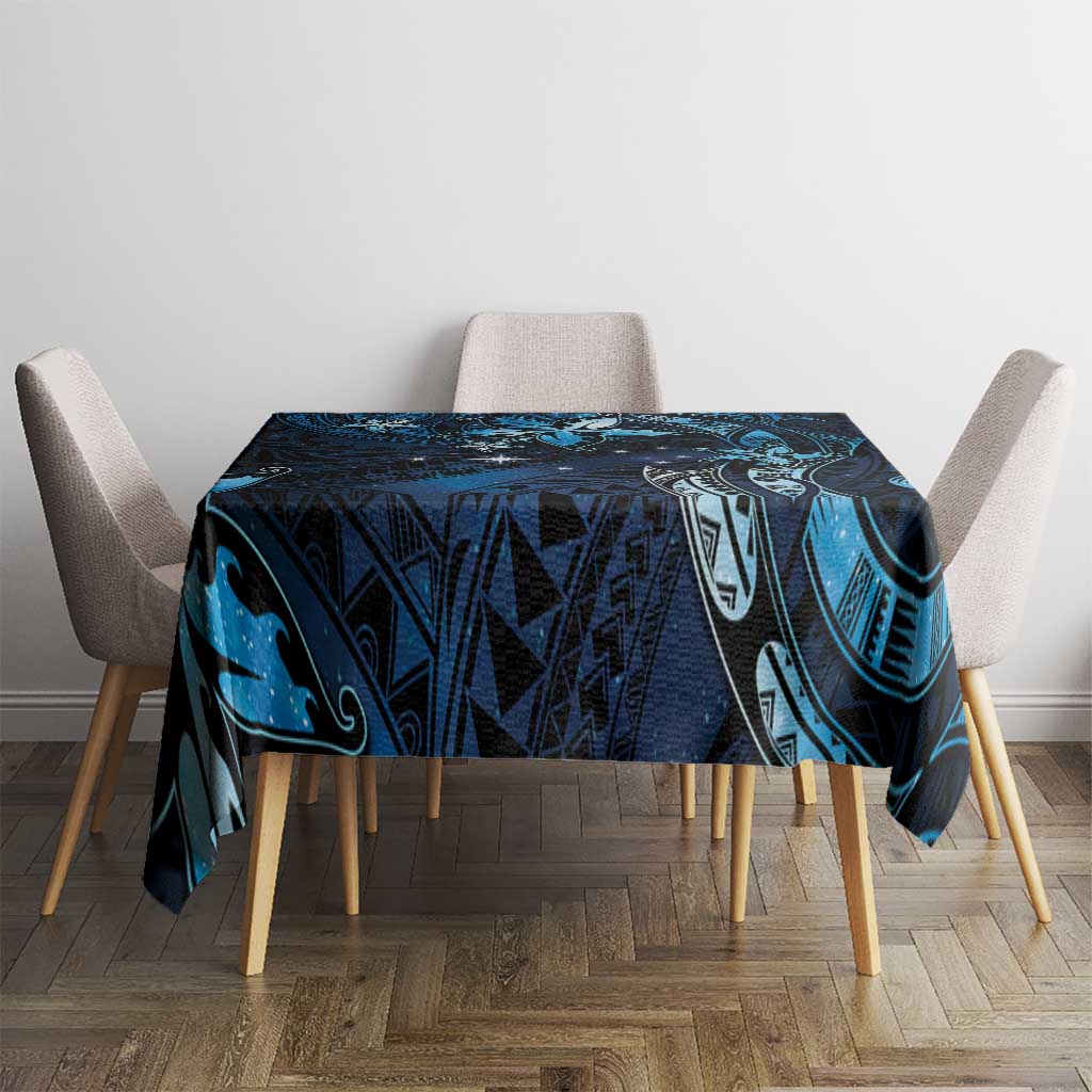 Hawaii Makahiki Season Tablecloth Floral Tribal Tattoo Blue Galaxy LT05 - Polynesian Pride
