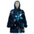 Hawaii Makahiki Season Wearable Blanket Hoodie Floral Tribal Tattoo Blue Galaxy