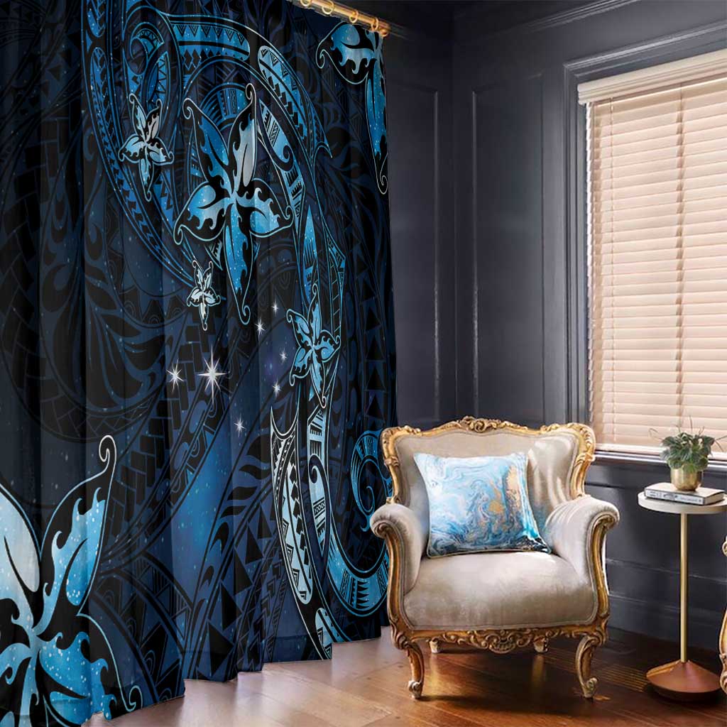 Hawaii Makahiki Season Window Curtain Floral Tribal Tattoo Blue Galaxy LT05 - Polynesian Pride