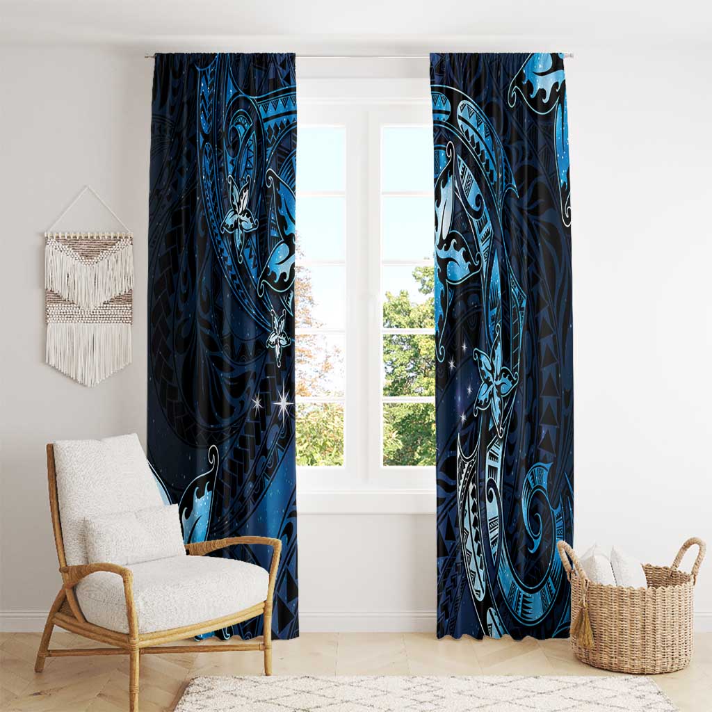 Hawaii Makahiki Season Window Curtain Floral Tribal Tattoo Blue Galaxy LT05 - Polynesian Pride