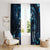 Hawaii Makahiki Season Window Curtain Floral Tribal Tattoo Blue Galaxy