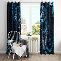 Hawaii Makahiki Season Window Curtain Floral Tribal Tattoo Blue Galaxy LT05 - Polynesian Pride