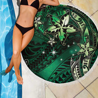 Hawaii Makahiki Season Beach Blanket Floral Tribal Tattoo Green Galaxy LT05 - Polynesian Pride