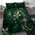 Hawaii Makahiki Season Bedding Set Floral Tribal Tattoo Green Galaxy