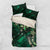 Hawaii Makahiki Season Bedding Set Floral Tribal Tattoo Green Galaxy