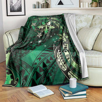 Hawaii Makahiki Season Blanket Floral Tribal Tattoo Green Galaxy LT05 Green - Polynesian Pride