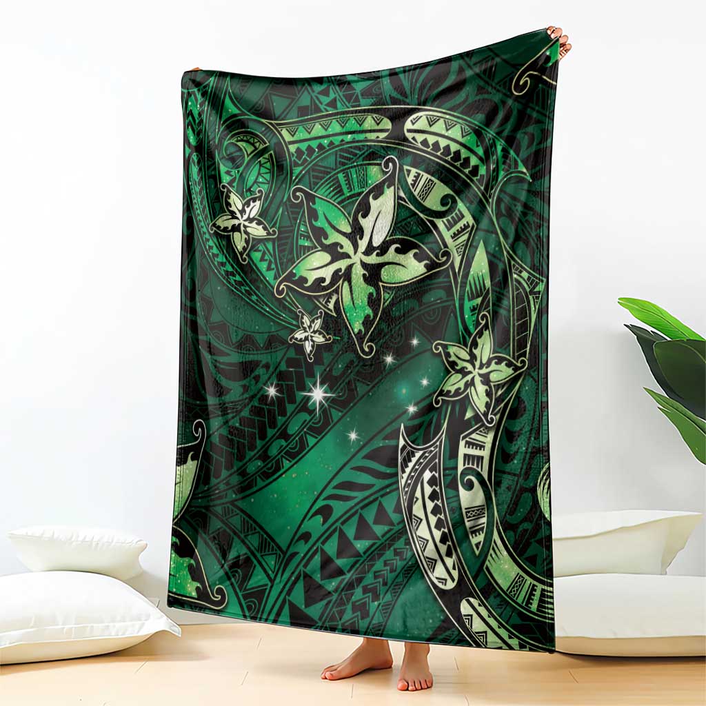 Hawaii Makahiki Season Blanket Floral Tribal Tattoo Green Galaxy LT05 - Polynesian Pride