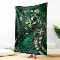 Hawaii Makahiki Season Blanket Floral Tribal Tattoo Green Galaxy LT05 - Polynesian Pride