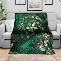 Hawaii Makahiki Season Blanket Floral Tribal Tattoo Green Galaxy LT05 - Polynesian Pride