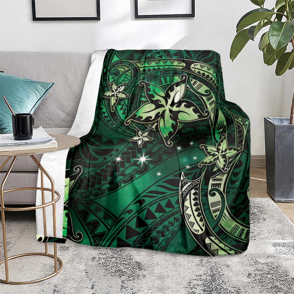 Hawaii Makahiki Season Blanket Floral Tribal Tattoo Green Galaxy LT05 - Polynesian Pride