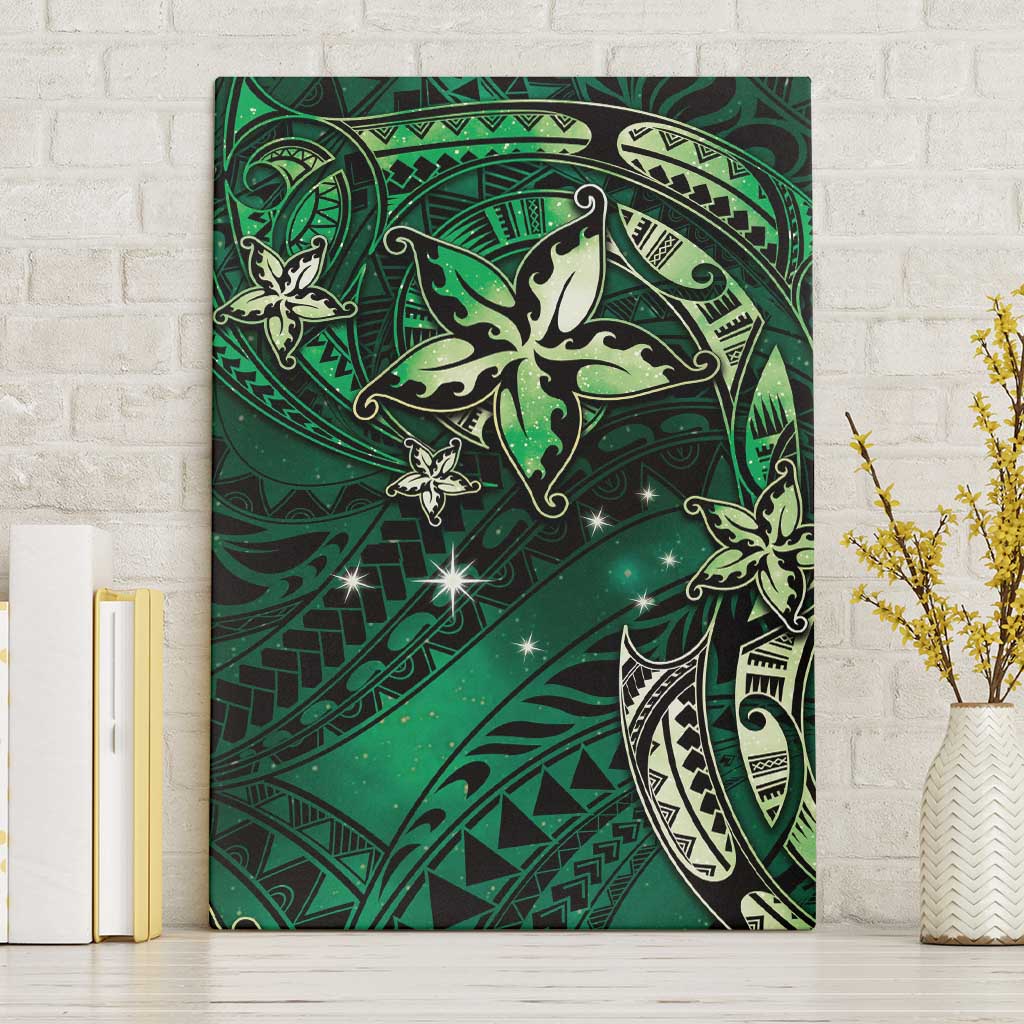 Hawaii Makahiki Season Canvas Wall Art Floral Tribal Tattoo Green Galaxy